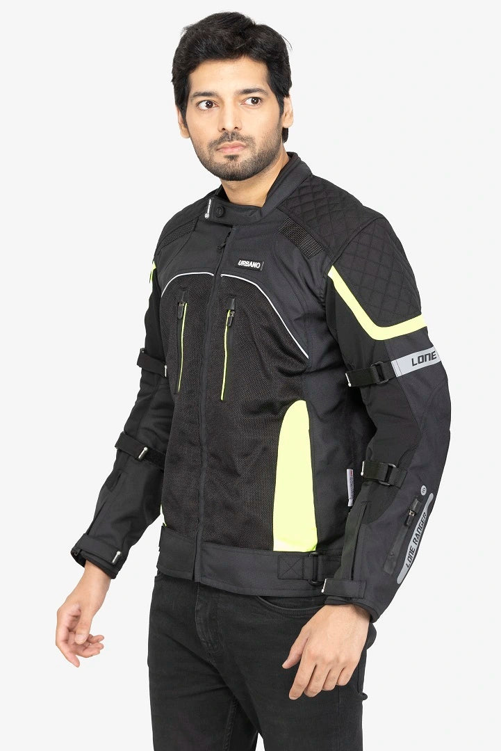 Lone Ranger Urbano Riding Jacket Black, men’s adventure motorcycle jacket, black armored jacket for men, durable riding jacket, men’s motorcycle gear, protective riding jacket, Lone Ranger men’s jacket