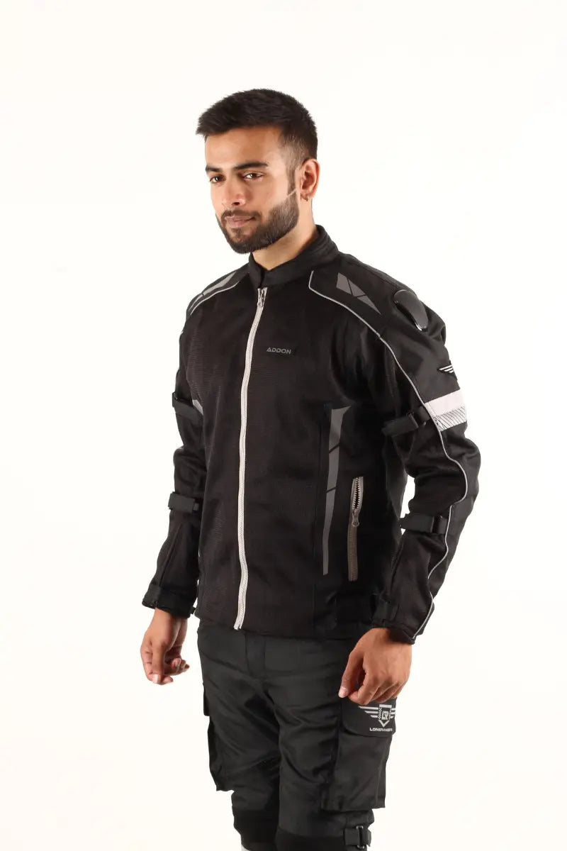 Lone Ranger Addon Pro Jacket Black Grey, men's motorcycle wear, lightweight design, stylish look, high-performance