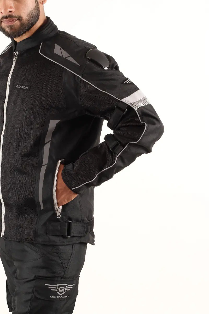 Lone Ranger Addon Pro Jacket Black Grey, men's touring jacket, waterproof jacket, comfortable fit, premium quality