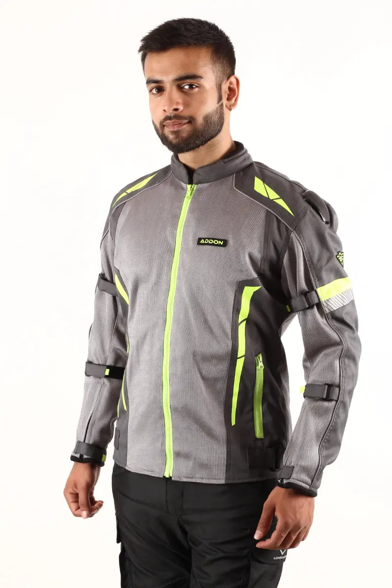 Stylish Lone Ranger Addon Pro Jacket in Grey/Neon Green for men, with a lightweight design for all-day comfort.