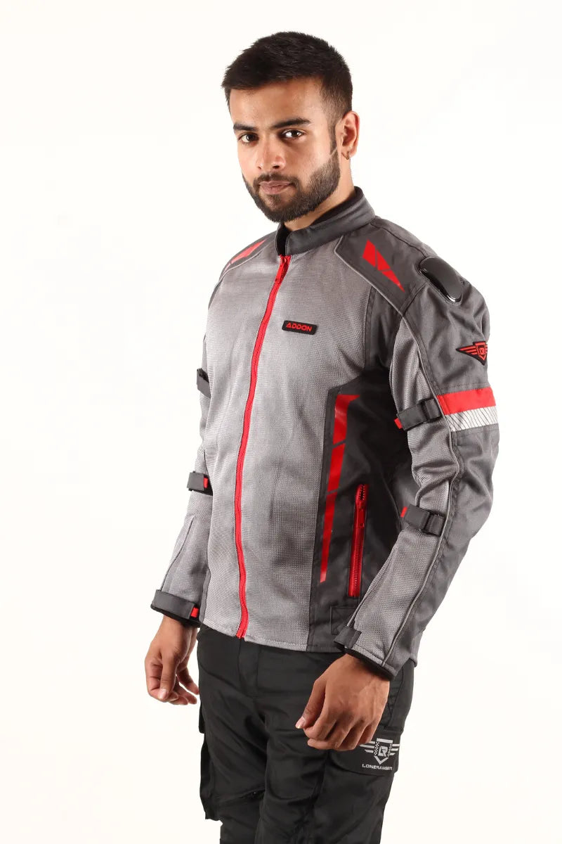 Stylish Lone Ranger Addon Pro Jacket in Grey/Red for men, lightweight and suitable for all-day wear.