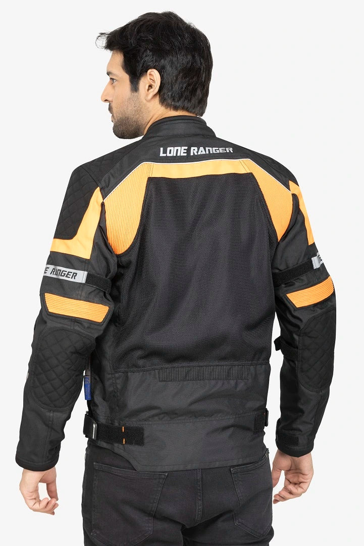 Lone Ranger Urbano Riding Jacket Orange, men’s motorcycle jacket, orange bike jacket for men, lightweight riding jacket, men’s protective jacket,breathable riding jacket for men, men’s touring jacket