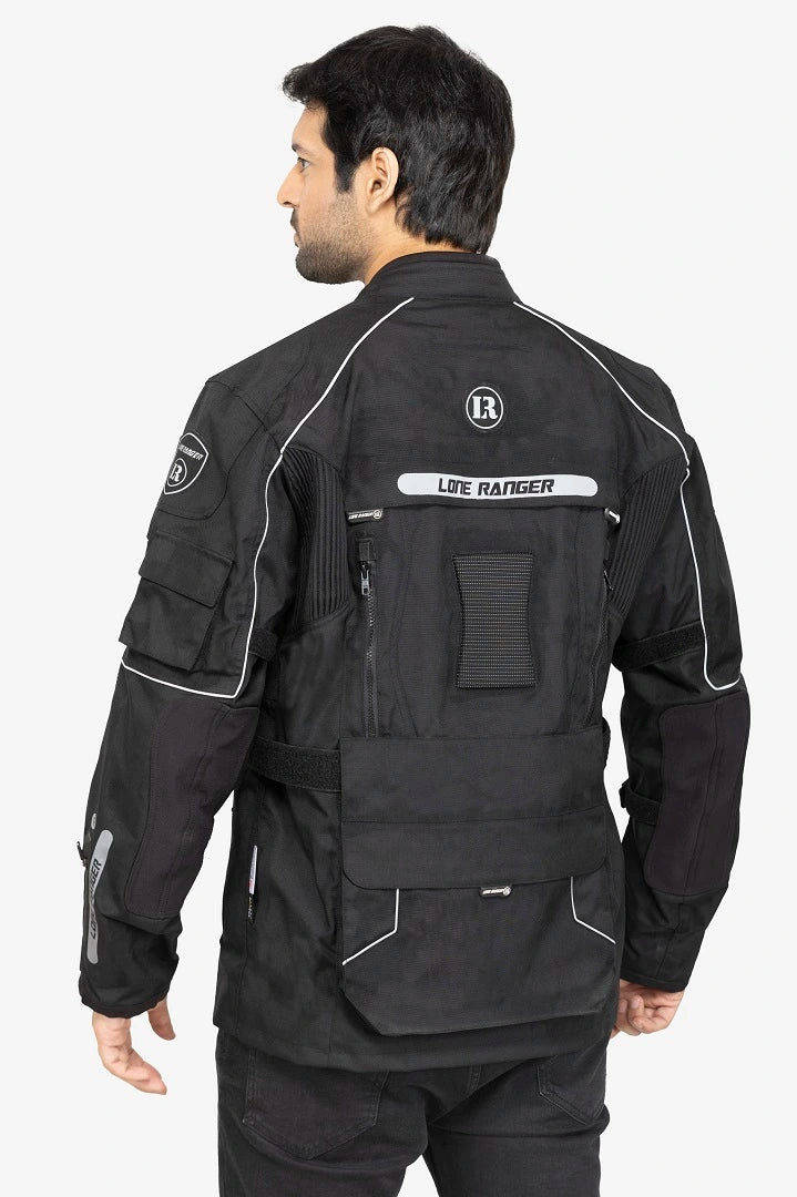 Lone Ranger Wayfarer Touring Jacket Black, men’s stylish touring jacket, breathable black jacket for men, men’s comfort riding jacket, all-season motorcycle jacket, Lone Ranger adventure gear