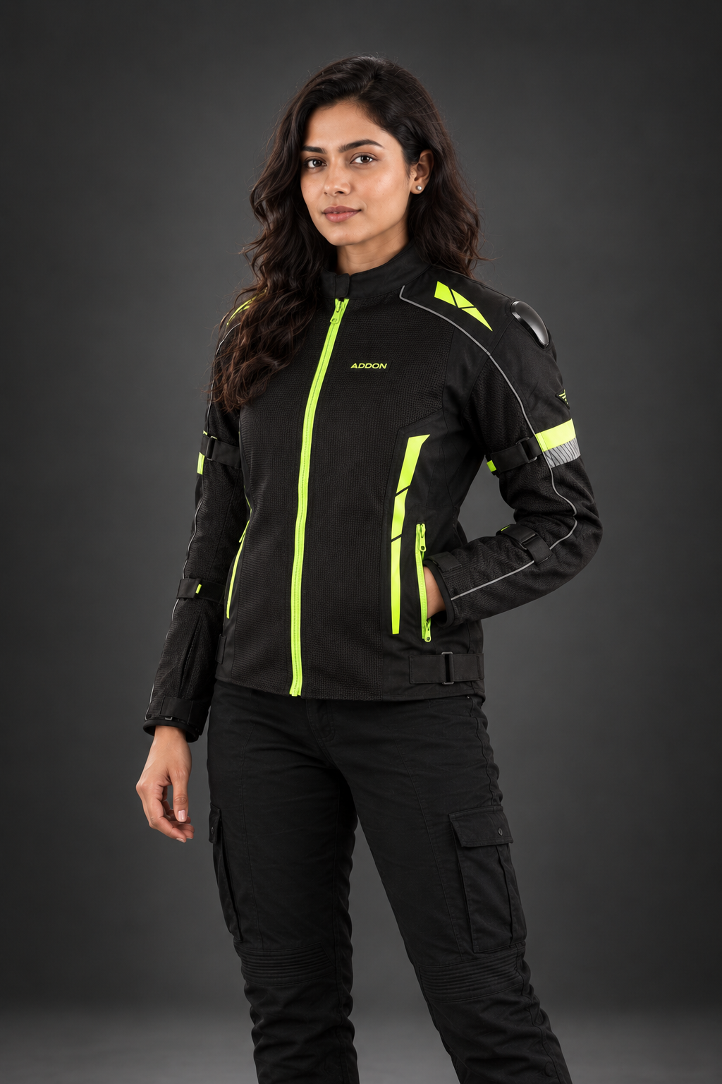 Women Addon Pro Jacket (Black/Neon green) Loneranger India