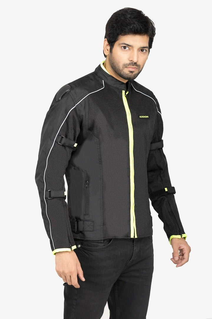 Lone Ranger Addon Jacket Lime - Premium Biker Jacket with Reflective Design