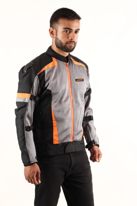 Rugged Lone Ranger Addon Pro Max Jacket (Black Orange) for men, ideal for outdoor exploration and off-road adventures.