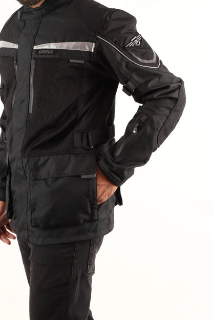 Lone Ranger Adventure Touring Jacket - Black, premium motorcycle gear with safety features for touring and riding.