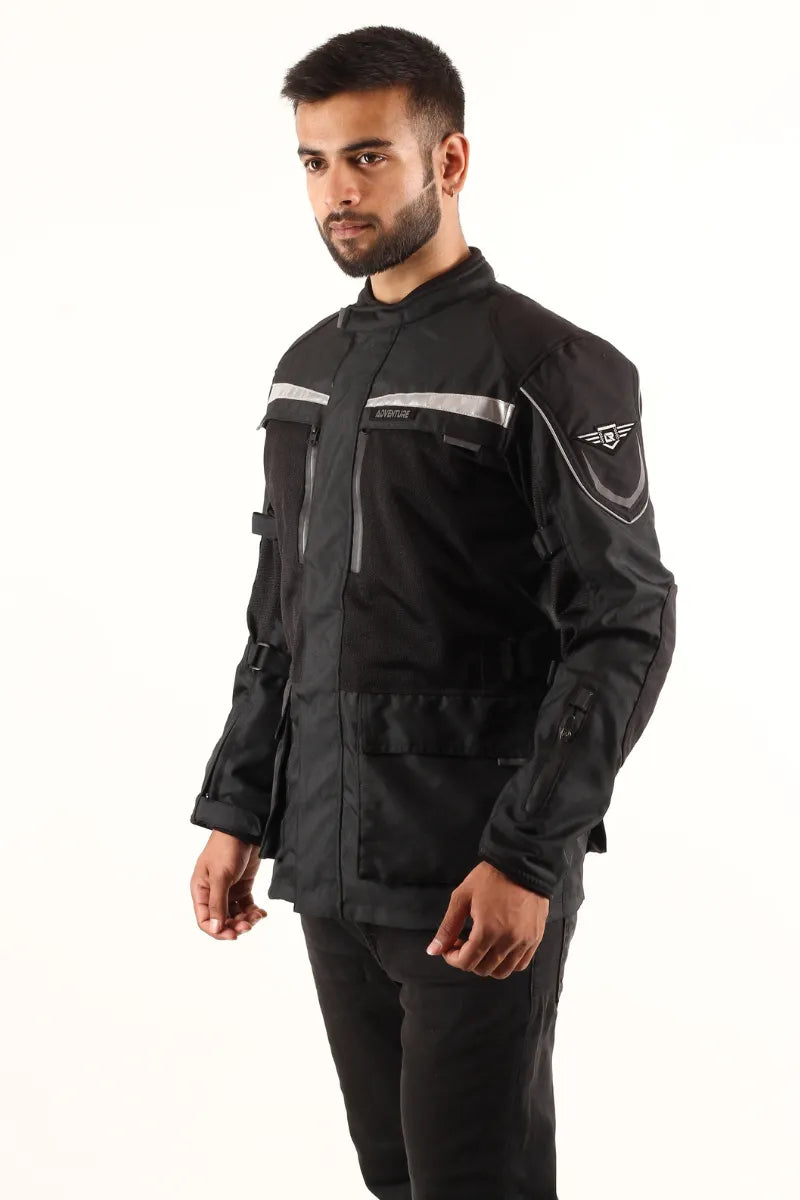 Adventure Touring Jacket - Black by Lone Ranger, stylish and versatile bike riding jacket for men.