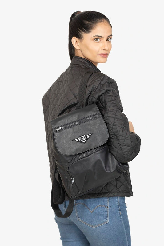 Lone Ranger Noir Leather Women Backpack LONE RANGER